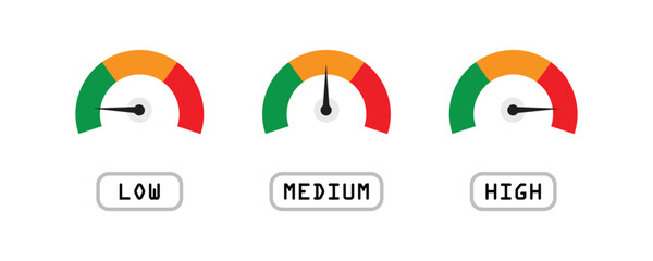 Indicator, Speedometer, tachometer icons set vector. Performance measurement. 