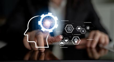 AI integrated with human cognition, supporting decision-making, automation, robotics, data...