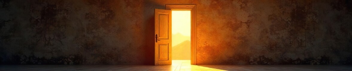 Sunlit Doorway Open Door Inviting Entry, New Beginnings, Warm Hospitality