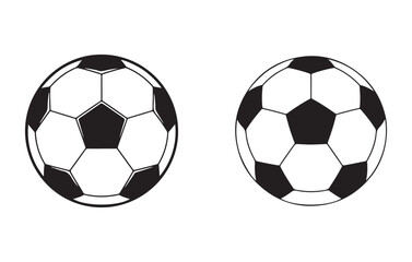 Black and white soccer balls with pentagon and hexagon panels football sport