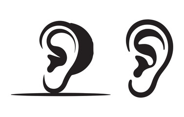 Black Ear Icons on White Background ears hearing