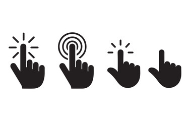 Fototapeta premium Black hand cursor icons pointing and clicking pointer touch