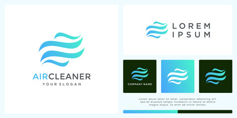Air cleaner logo design with line wave shape