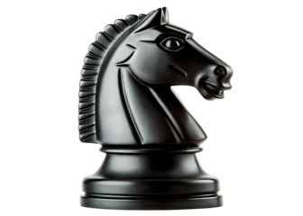  black chess knight black horse isolated on white background PNG ,AI GENERATED