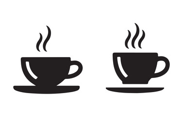 Obraz premium Hot beverage cups with steam coffee cup tea cup