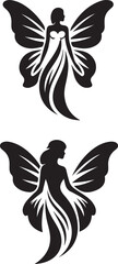 Fairy and butterfly woman silhouette art