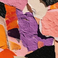 Abstract collage of colorful paper pieces