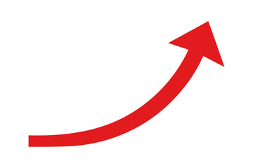 Red curved graph with arrow PNG for growth, stats, business, and data presentations.