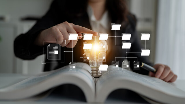 Digital file structure showing folder organization, file hierarchy, and document arrangement. File structure supports management, improves access, and file structure enhances clarity. Latch