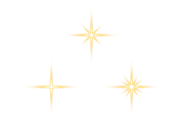 Gold glowing star light lens flare  golden effect with shining sun rays sparkle twinkle flash glow burst spark starburst beam magic bright flare on transparent background