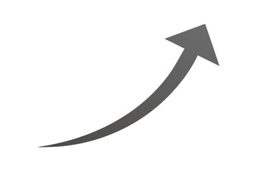 Curved gray graph with arrow PNG for reports, infographics, slides, and business designs