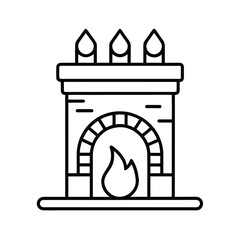 black outline line art a fireplace with stockings .eps