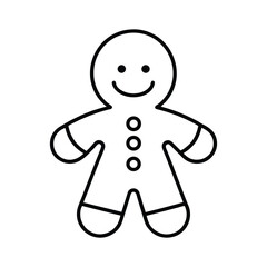 black outline line art a gingerbread man on white .eps