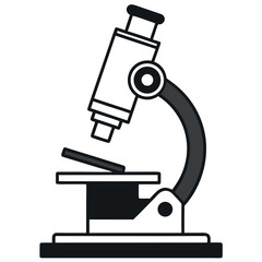 Minimalist Microscope Side View – Clean Line Vector Science Icon for STEM Education, Laboratory Graphics, Medical Research Symbols, Biology Tools, and Scientific Illustration Projects
