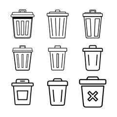 Trash bin icons collection garbage can waste bin
