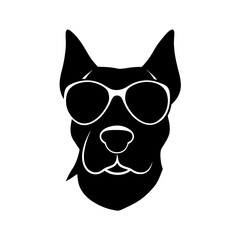 Fototapeta premium dog head with sunglasses icon silhouette on white (1).svg