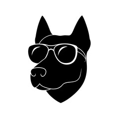 dog head with sunglasses icon silhouette on white .svg