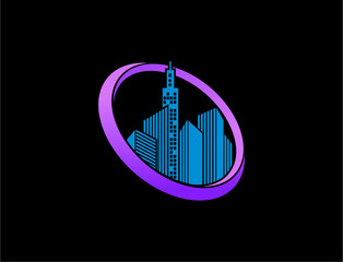 Cityscape illustration urban design stylized logo
