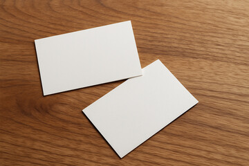 Minimalist Business Card Mockup on Wooden Table