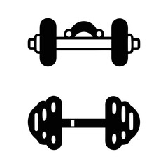 Two differently styled dumbbells or weights used in physical fitness