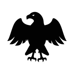 Silhouette of a Majestic Eagle with Wings Spread Wide on White Background