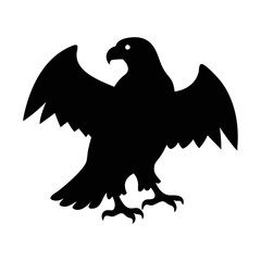 Silhouette of an eagle with its wings spread wide in black color