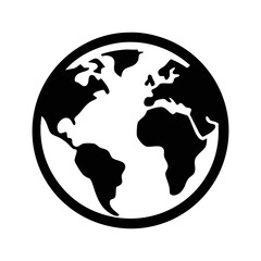 Stylized Earth Globe Showing the Americas and Africa in Black Silhouette