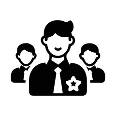 Team leadership with a star badge and a positive organizational culture