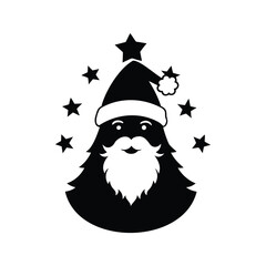 Creative Christmas Tree Santa Claus Head Silhouette Vector Design Illustration