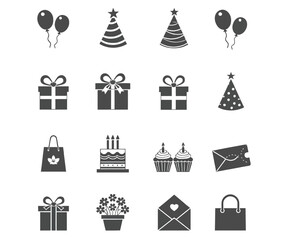 Collection of Birthday Party Icons and Gift Graphics