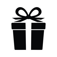 Simple and Elegant Black Gift Box Icon on a White Background