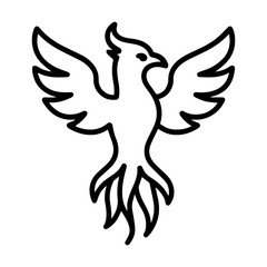 line icon mythical creature Fire Bird vector on white background
Vector line icon on white background