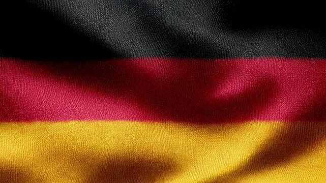 The silk fabric of the German flag showcases vibrant colors that blend smoothly, creating a striking visual display.