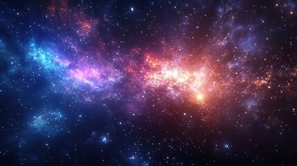 Naklejka premium Vibrant Cosmic Scene with Stars and Colorful Nebulas in Space