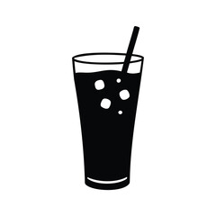 A Refreshing Black and White Graphic of Iced Drink with Straw
