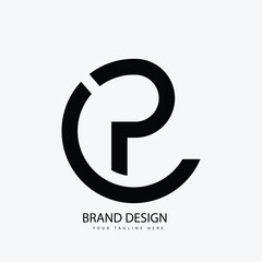 letter Cp or Pc minimal abstract monogram logo