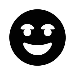 Black happy emoticon with mischievous eyes and a wide smile expression