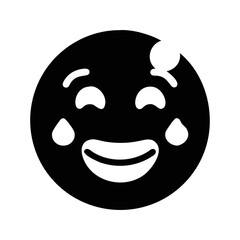 Fototapeta premium Laughing So Hard I'm Crying Emoticon with Teardrops and a Wide Smile