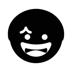 Fototapeta premium Whimsical Black and White Emoji with Playful Expression and an Arched Eyebrow