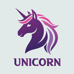 Minimal unicorn profile logo design with simple typography, elegant line art, modern branding icon, perfect for creative business identity