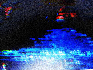 Glitch camera effect. Retro VHS background. Old video template. No signal. Static TV noise, bad TV signal	