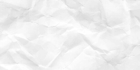 White clean crumpled paper background. Horizontal crumpled empty paper template for posters and banners.  White crumpled paper background and texture, Wrinkled creased paper white abstract.