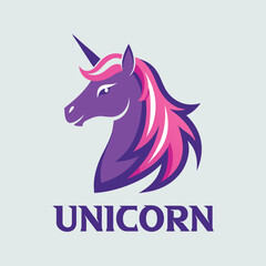 Minimal unicorn profile logo design with simple typography, elegant line art, modern branding icon, perfect for creative business identity