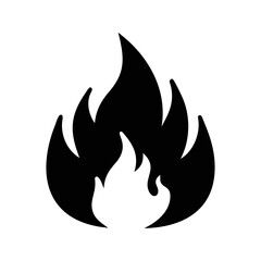 Stylized black and white flame illustration with dynamic and energetic appearance
