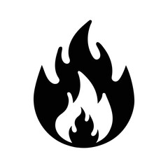 Stylized Flames with Inner Fire and Black Silhouette on White Background Image