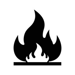 Bold black fire icon on a horizontal platform symbolizing heat and danger
