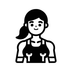 Obraz premium Illustration of a strong woman wearing a weightlifting outfit icon design