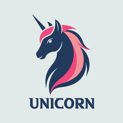 Minimal unicorn profile logo design with simple typography, elegant line art, modern branding icon, perfect for creative business identity
