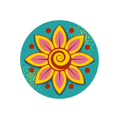 Traditional Indian festival of lights Diwali. Set of attributes for festive decor. Vector illustration. In a flat style on a white background.