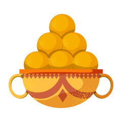 Traditional Indian festival of lights Diwali. Set of attributes for festive decor. Vector illustration. In a flat style on a white background.